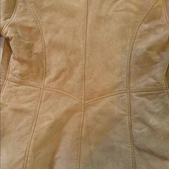 Marvin Richards Women's Genuine Leather Hooded Jacket Size M Faux Fur Lined Tan - Picture 10 of 15